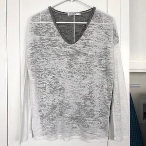 STATESIDE long sleeve slub shirt white/ black Sz S